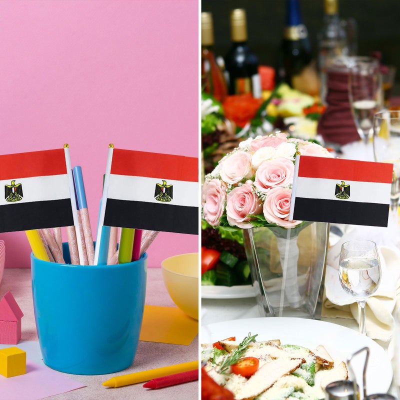 mflagperft Egypt Flag Egyptian Flag, Small Mini Handheld Egypt Flags on Stick, Ideal for Party Parades Sports Events Patriotic Festival Decorations - Image 5